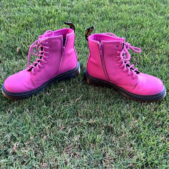 Dr Martens Bright Pink Lace-Up Boots