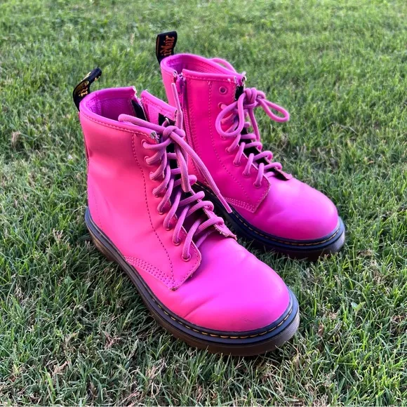 Dr Martens Bright Pink Lace-Up Boots