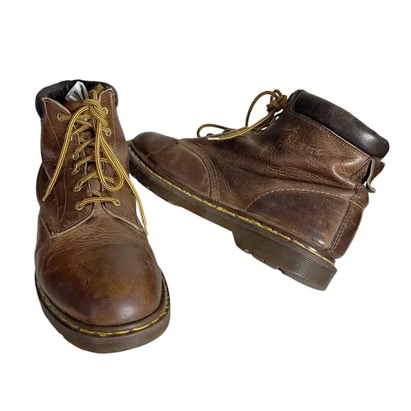 DR MARTENS Brown Boots Made In England 6 Hole Fits Mens 12.5 VINTAGE