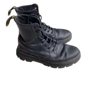 Dr. Martens Combs Leather Ankle Boots Black Lace Up Women's US 8 EU 39