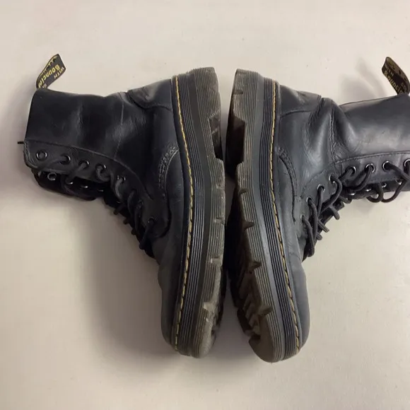 Dr. Martens Combs Leather Ankle Boots Black Lace Up Women's US 8 EU 39