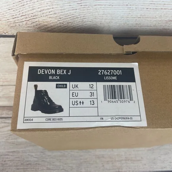 Dr. Martens Devon Bex Star Boots Big Kid Sz 13 Black Leather