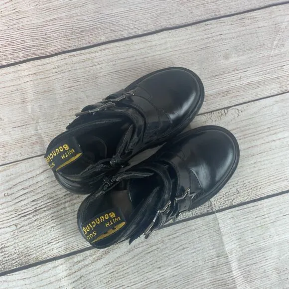 Dr. Martens Devon Bex Star Boots Big Kid Sz 13 Black Leather