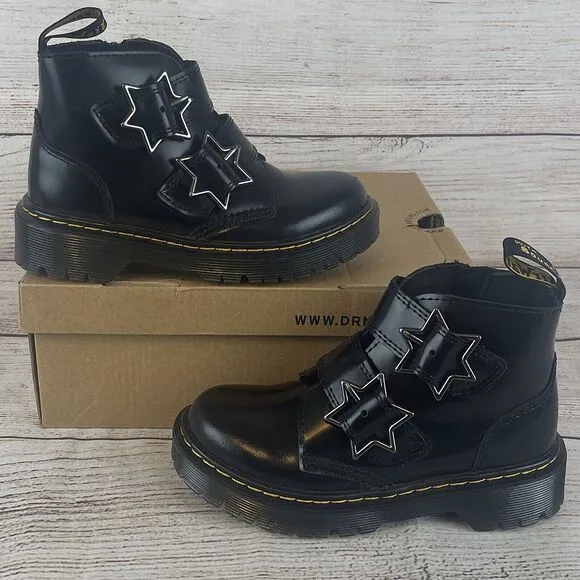 Dr. Martens Devon Bex Star Boots Big Kid Sz 13 Black Leather