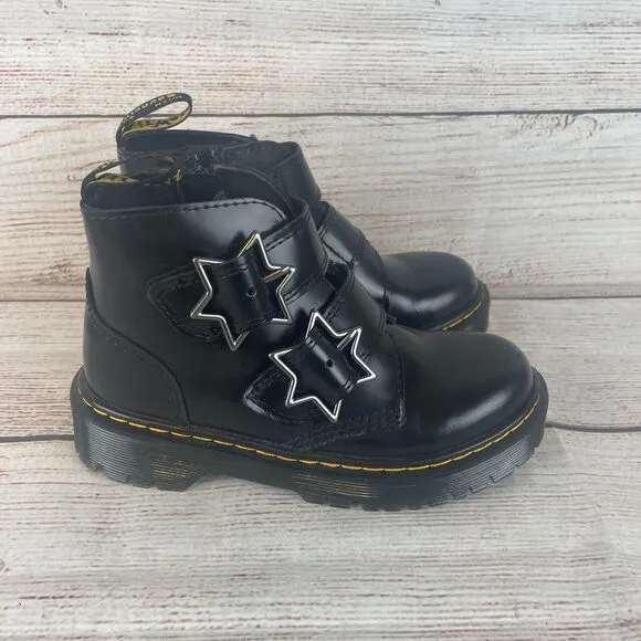 Dr. Martens Devon Bex Star Boots Big Kid Sz 13 Black Leather