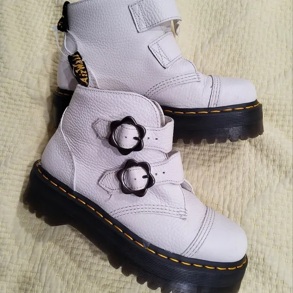 Dr Martens Devon Floral Buckle Platform Boots L 8