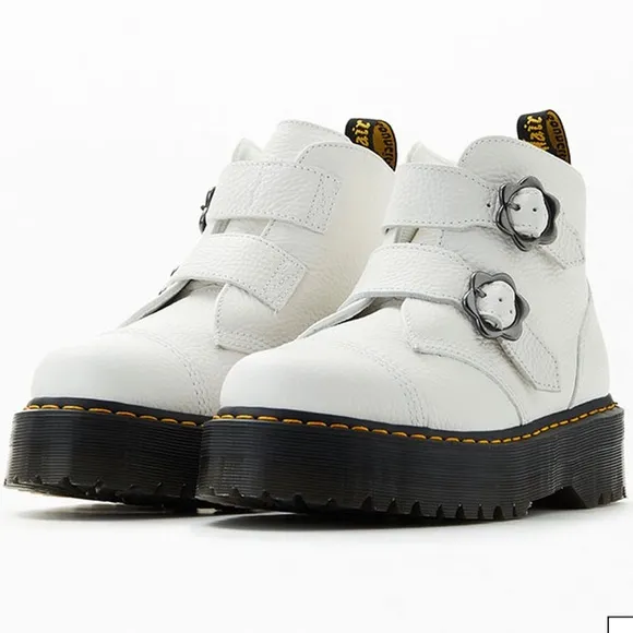 Dr Martens Devon Floral Buckle Platform Boots L 8