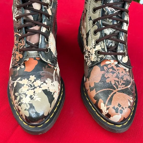 Dr. Martens Fall Floral Tall 14 Eye Pointed Toe Cery Lace Up &amp; Zippered Boots