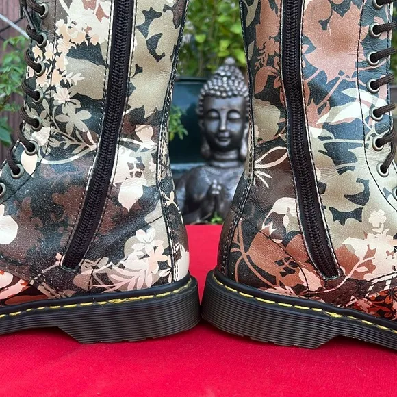 Dr. Martens Fall Floral Tall 14 Eye Pointed Toe Cery Lace Up &amp; Zippered Boots