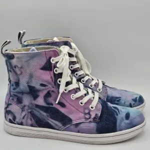 Dr. Martens Hackney tyedyeblue and pink design combat boots size 8