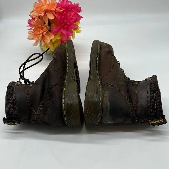 Dr. Martens Industrial Brown Leather Distressed Work Boots Size 10 MS6779D