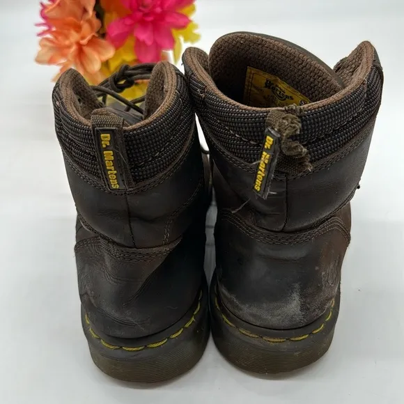 Dr. Martens Industrial Brown Leather Distressed Work Boots Size 10 MS6779D