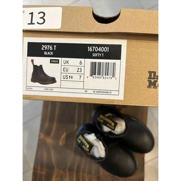 Dr. Martens Kid's Collection AirWair 2976 Softy T Boot Size 7‎ Core Kids Black
