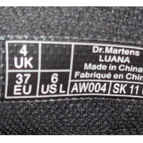 Dr. Martens Luana Black Glitter Sparkle Patent Leather Combat Boots Womens Sz 6L