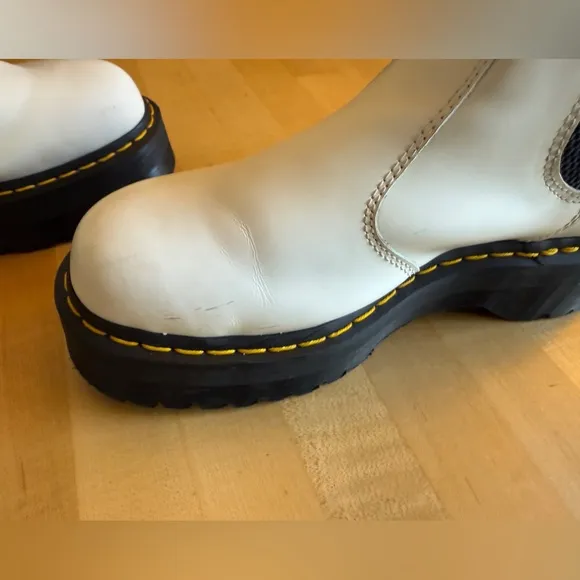 Dr. Martens MAX 2976 Quad White Leather Platform Chelsea Boots Size 41 M8 W9.5