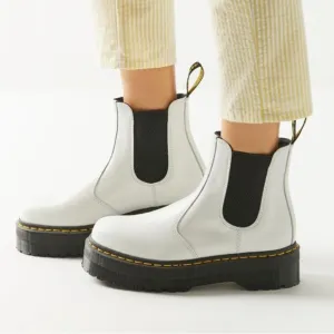 Dr. Martens MAX 2976 Quad White Leather Platform Chelsea Boots Size 41 M8 W9.5