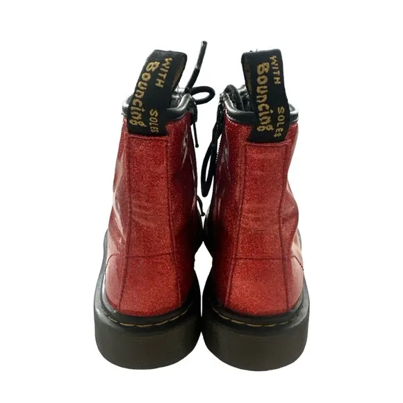 Dr. Martens Red sparkly glitter metallic combat boots Size US3 youth
