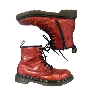 Dr. Martens Red sparkly glitter metallic combat boots Size US3 youth