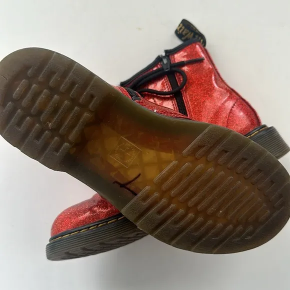 Dr. Martens Red sparkly glitter metallic combat boots Size US3 youth