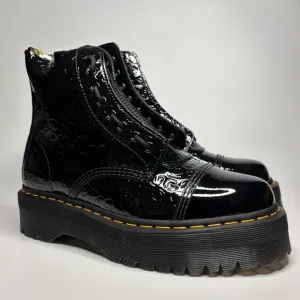Dr. Marten’s Sinclair Leopard Print Embossed Black Patent Leather Women's Boots
