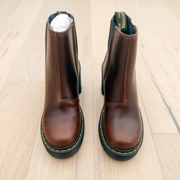Dr. Martens Spence Chelsea Boots Size 5 Brown Leather Platform Heel Chunky NWOB