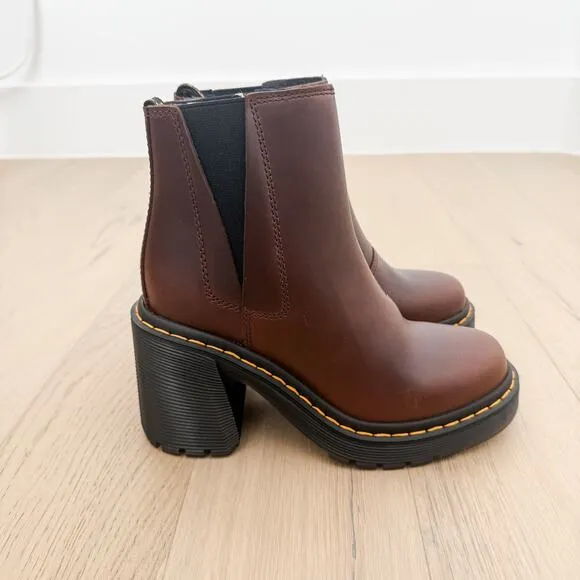 Dr. Martens Spence Chelsea Boots Size 5 Brown Leather Platform Heel Chunky NWOB