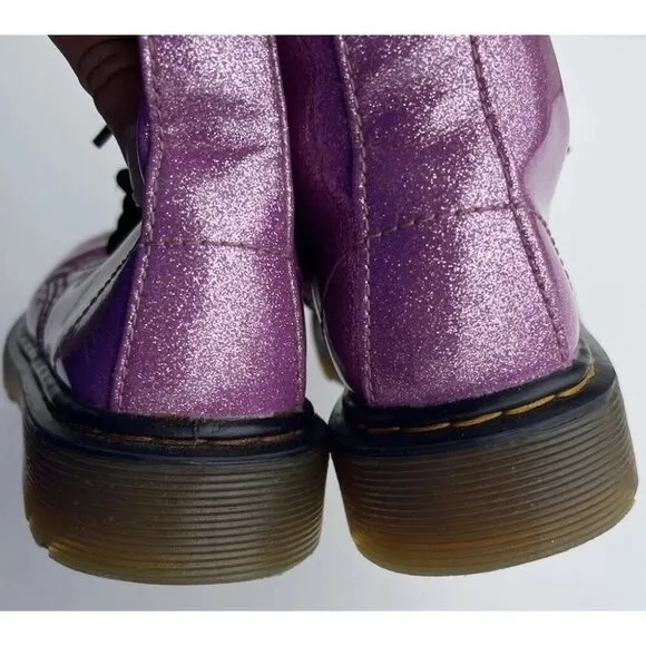 Dr. Martens Toddler Girls Pink Purple Glitter Shoes #1460 Combat Boot Size 12