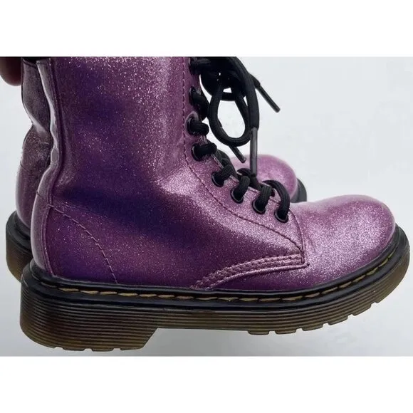Dr. Martens Toddler Girls Pink Purple Glitter Shoes #1460 Combat Boot Size 12