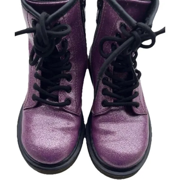 Dr. Martens Toddler Girls Pink Purple Glitter Shoes #1460 Combat Boot Size 12