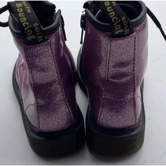 Dr. Martens Toddler Girls Pink Purple Glitter Shoes #1460 Combat Boot Size 12