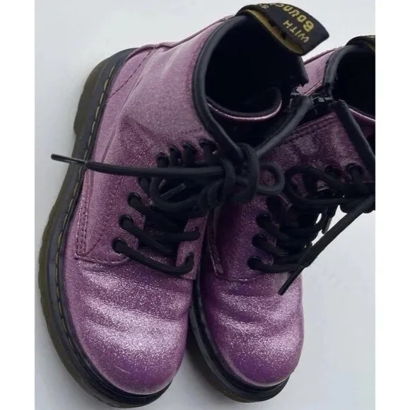 Dr. Martens Toddler Girls Pink Purple Glitter Shoes #1460 Combat Boot Size 12