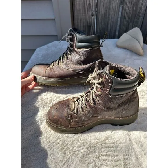 Dr. Martens Unisex Steel Toe Work Boots Brown Size  10W 9M Combat Style