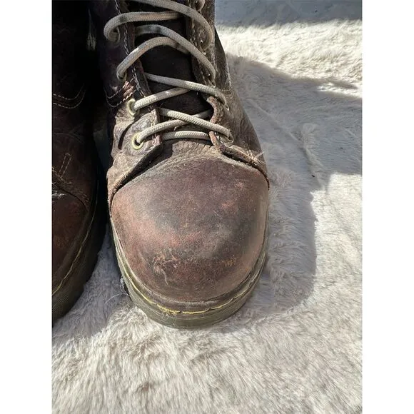 Dr. Martens Unisex Steel Toe Work Boots Brown Size  10W 9M Combat Style