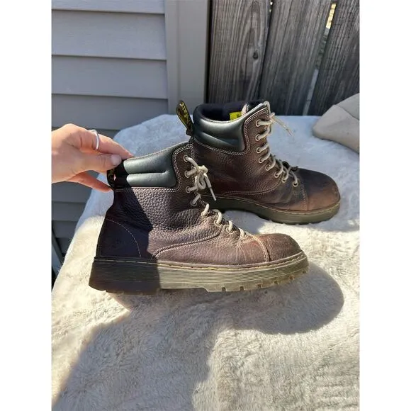 Dr. Martens Unisex Steel Toe Work Boots Brown Size  10W 9M Combat Style