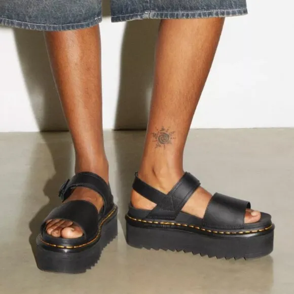 DR MARTENS Voss Leather Strap Platform Sandal