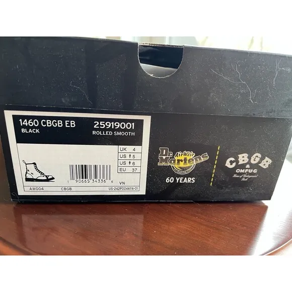 Dr. Martens x CBGB @ OMFUG 60th Anniversary 8-hole boots UK4 US6 (Womens)  NIB