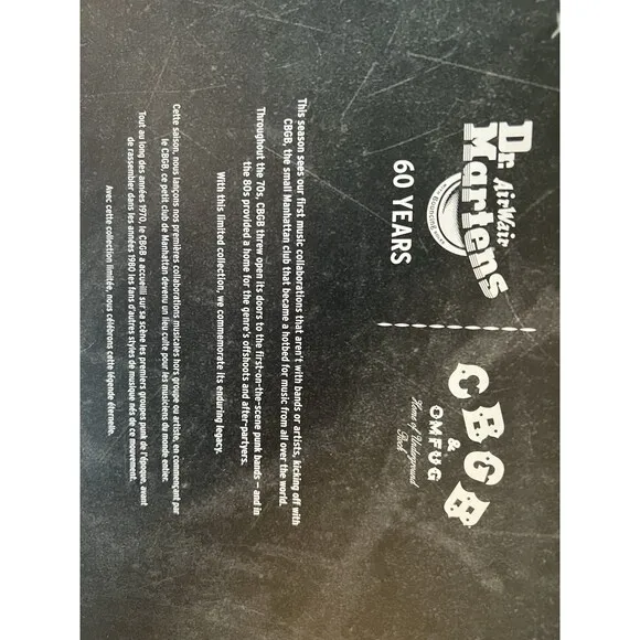 Dr. Martens x CBGB @ OMFUG 60th Anniversary 8-hole boots UK4 US6 (Womens)  NIB