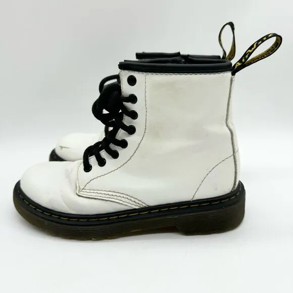 Dr. Martens1460 Kid's Smooth Leather Lace Up Boots White Size 13