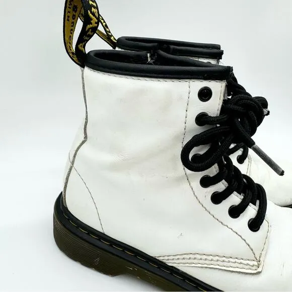 Dr. Martens1460 Kid's Smooth Leather Lace Up Boots White Size 13