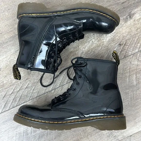 Dr. Martens Junior 1460 Patent Leather Lace Up Boots US 4