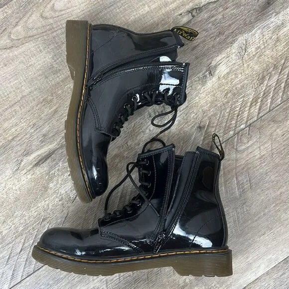Dr. Martens Junior 1460 Patent Leather Lace Up Boots US 4
