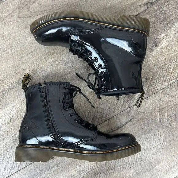 Dr. Martens Junior 1460 Patent Leather Lace Up Boots US 4