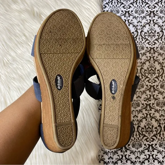 Dr. scholl’s : size : 9.5 : blue &amp; tan ‘barton’ snake print wedge sandals 😇
