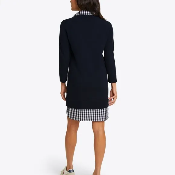 Draper James Wool and Cotton Combo Sweaterdress in Navy Size 1X NWT