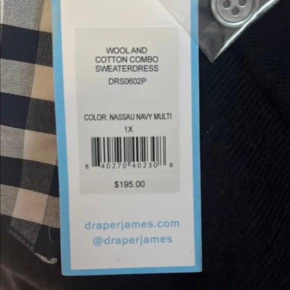 Draper James Wool and Cotton Combo Sweaterdress in Navy Size 1X NWT