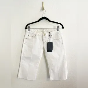 DSQUARED White Denim Bermuda shorts with gold embroidered pocket NWT  40