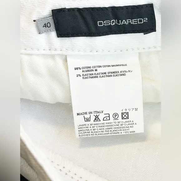 DSQUARED White Denim Bermuda shorts with gold embroidered pocket NWT  40