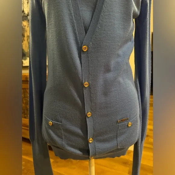 DSQUARED2 Blue Pull Over Sweater Button Cardigan Designer Extra Large Small xl