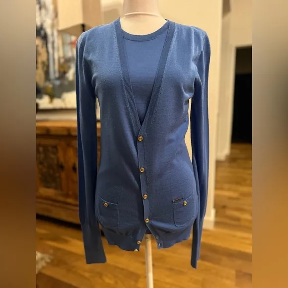 DSQUARED2 Blue Pull Over Sweater Button Cardigan Designer Extra Large Small xl