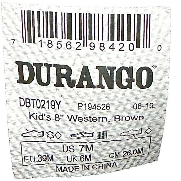 Durango Boots Rebel Pro Western youth Sz 7 Brown Lil’ Kids 8” DBT0219Y Leather
